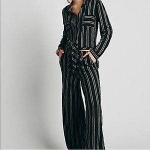 Free People Sensual Stripes Jumpsuit, size Large
